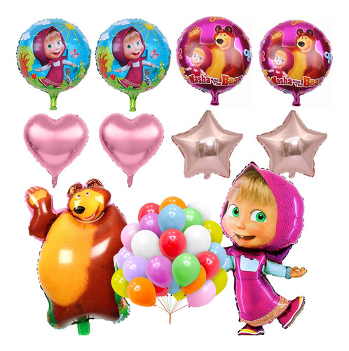 Set 112 De Globos De Masha Y El Oso Decoracion+regalos