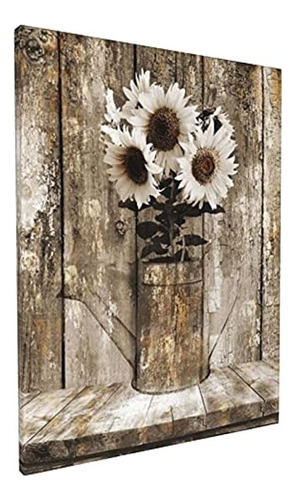 Rústico, Floral, Granja, Girasol, Lienzo, Impresión, Arte De