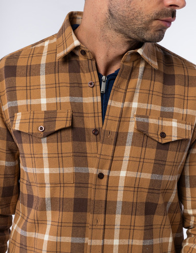 Camisa De Franela Cuadros Con Bolsillos Para Hombre Generra