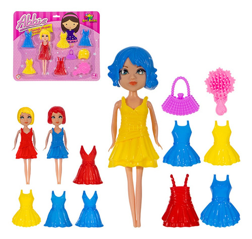 Boneca Abbie Fashionista Cabelo Plástico Guarda Roupas