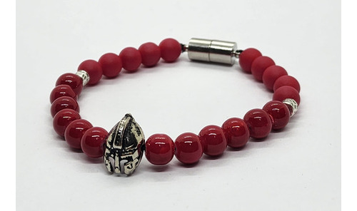 Pulsera Rojo Casco Gladiador Plata - Pulse 