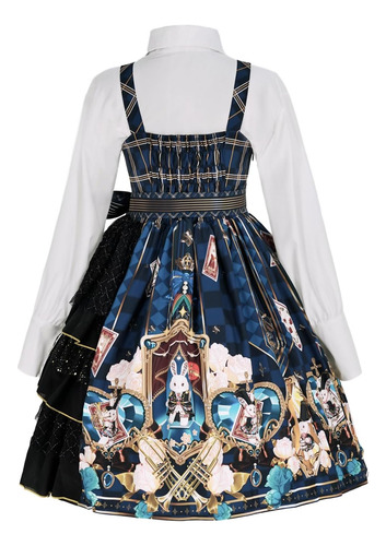 Mingyuezai Vestido Gótico Dulce Para Mujer, Conjunto De 2 Pi
