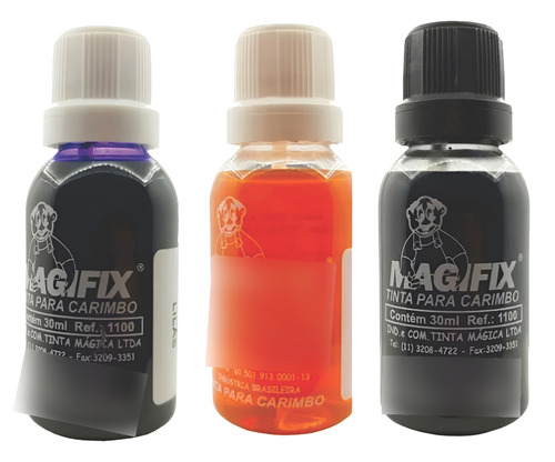 3 Tinta Carimbo Magifix P/ Papel Escolha Cores