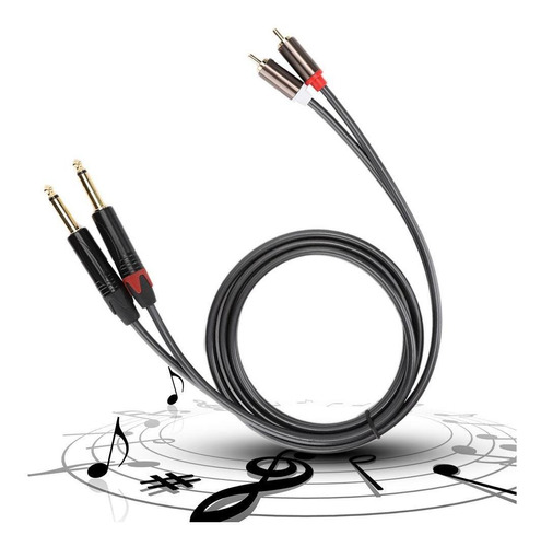 Cable De Audio Doble Rca A Doble Mono De 6,35 Mm Macho Jack