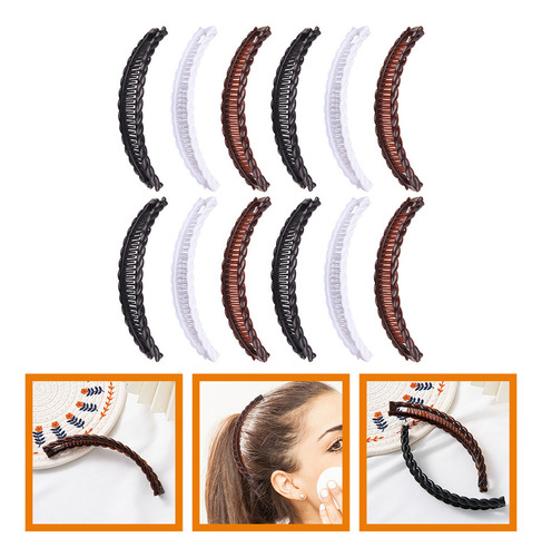 * 12 Pinzas For El Pelo Negras, Accesorios Tipo Banana, Café