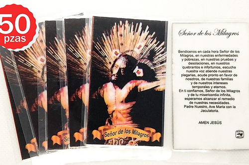 Estampas Señor De Los Milagros 50 Pzs Enmicadas, Oraciones
