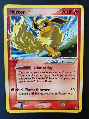 Carta Pokemon Flareon Gold Star - 100/108 - Ultra Rare