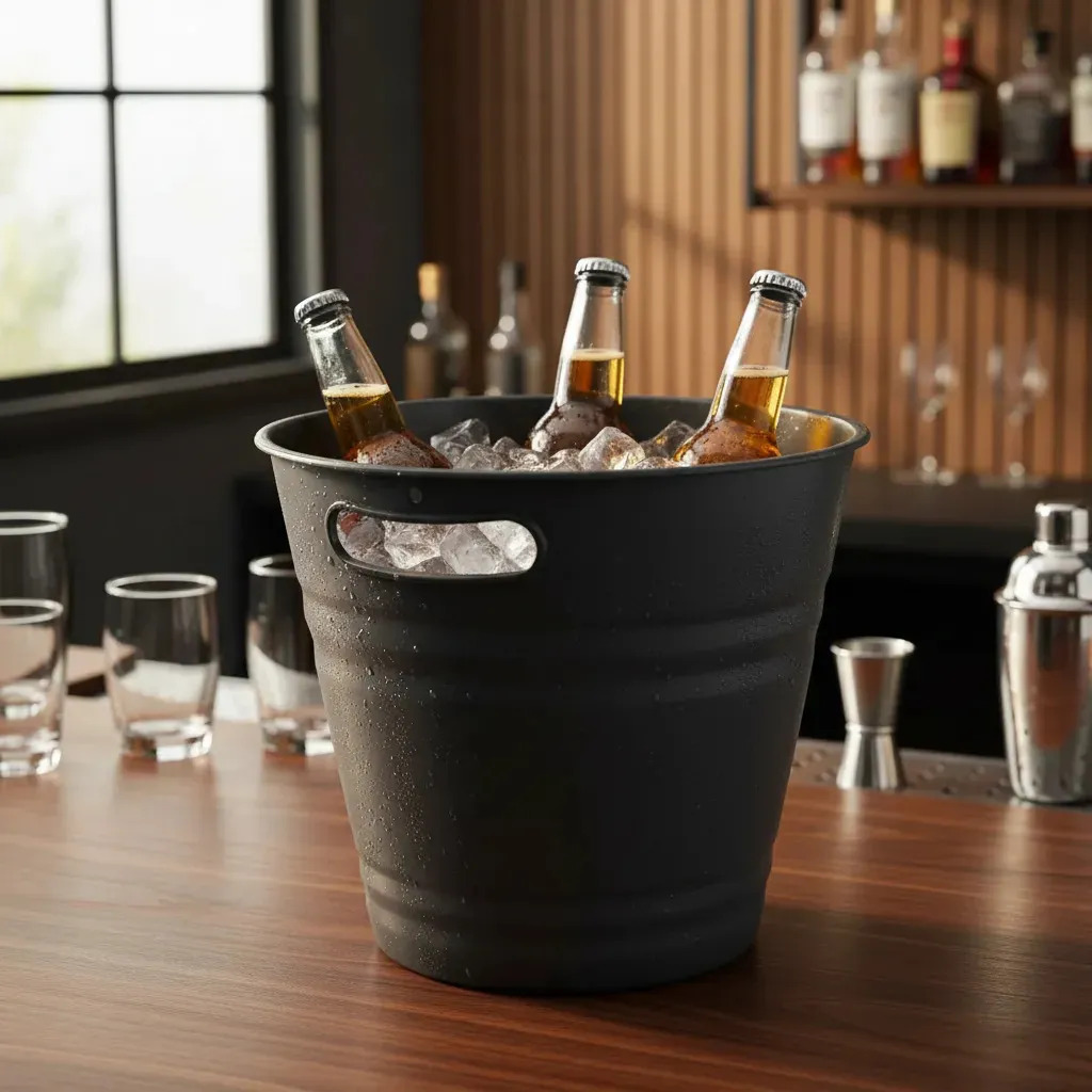 Hielera Cubeta De Plástico Para Cerveza Ideal Para Bares Color Gris