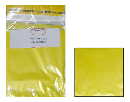 Embalagem Presente Saco Bopp Per Amarelo 100uni. 08x10 Pp39