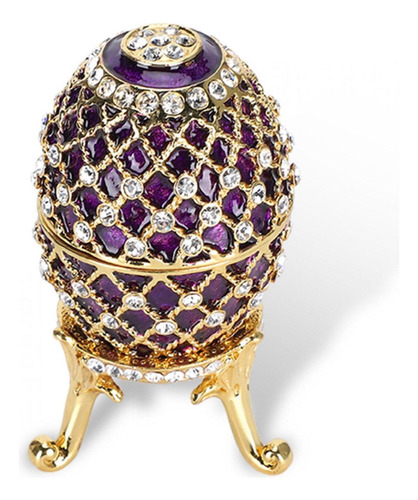 Huevo De Fabergé Esmaltado, Adorno Pintado En Oro Vintage De