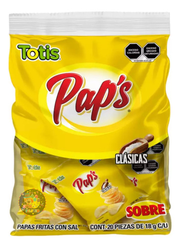 Totis Papas Fritas Paps Botana Saladas Clásicas 20pz De 18g