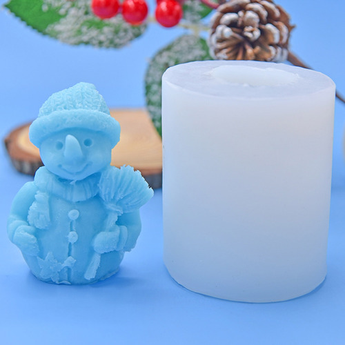 (b) Molde De Silicona Con Forma De Muñeco De Nieve Para Vela