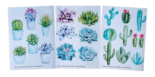 Imagen 1 de 5 de Transferencia Color Set Suculentas Y Cactus Laura Craft 
