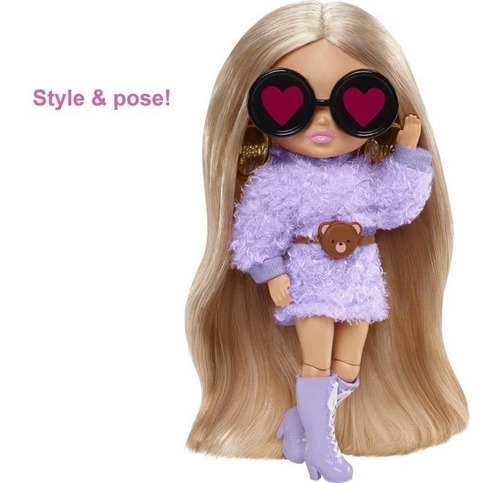 Imagem 4 de 8 de Barbie Extra Minis Doll #4 Loira Roxa 2022