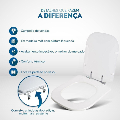 Assento Sanitário Em Mdf Debba Branco Para Bacia Roca