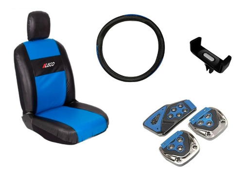 Kit Asiento Auto Cuerina + Cubre Volante + Pedalera + Regalo