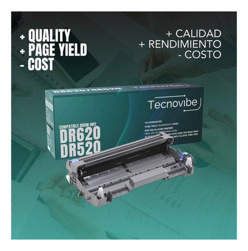 Unidad De Imagen Drum Alternativo Tecnovibe Dr520 Dr620 Dr650 Para Brother Hl5240 5350 Dcp8060 8460 Dcp8080dn Dcp8065 Hl5370 Mfc8480 5370w