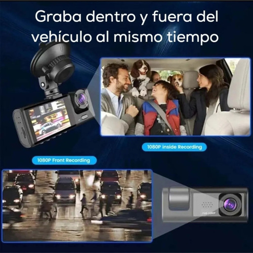 Camara Dash Cam Hd Auto Dvr App Seguridad 3 Lentes Ruta Uber