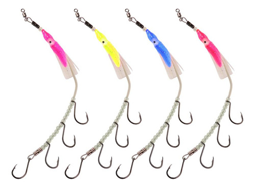 4pcs Hooks Flasher Rig Barbed Hook Rigs Con Ganchos Saury