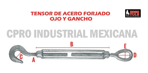 Tensor Forjado Ojo Y Gancho 1/2x9 2pzs