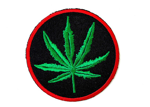 Th Parche Diseño Hoja Marihuana Circulo Bordado Para Coser