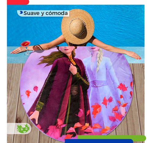Toalla Manta Redonda Estampada Microfibra Playa Baño Grande
