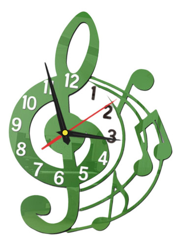 Reloj De Pared Silent Sweet Musical Diseño Verde