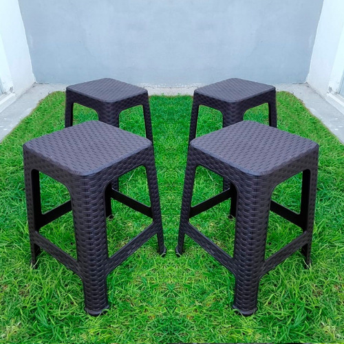 Imagen 7 de 8 de 4 Bancos De Plástico Tipo Rattan Para Jardín O Casa