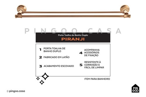 Porta Toalha De Banho Duplo Piranji Pingoo.casa Dourado Rose