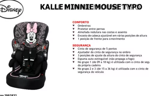 Minnie Mouse - Cadeira Auto Beline SP Luxe Grupo 1-2-3 (de 9 a 36 kg), Cadeiras Auto GRUPO 1/2/3