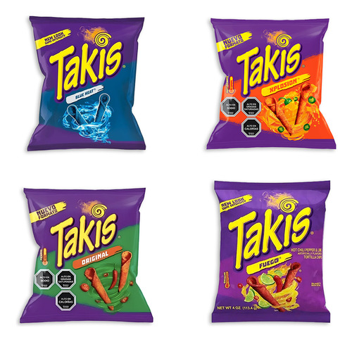 Takis Fuego, Blue, Original, Xplosion Snack -113g- (x4 Uni.)