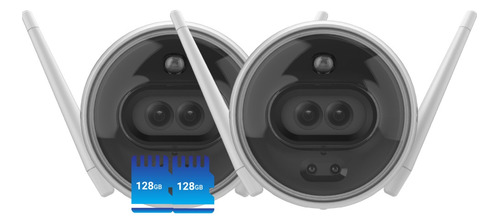 Kit X2 Camara Seguridad Wifi 2mp Color Ezviz +2 Memorias 128