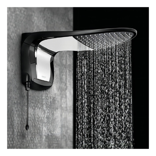Ducha eléctrica de pared Lorenzetti Acqua Ultra Wave negra cromada 6.8kW 220V