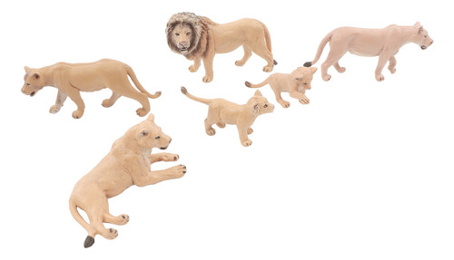 Juego De Modelos De Leones De 6 Piezas Mini Estatua Animales