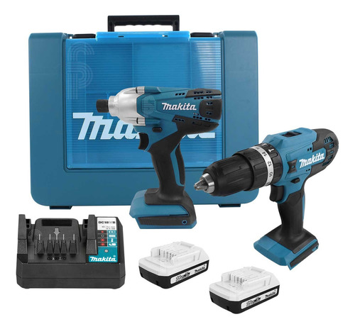 Combo Makita 18v Atornillador De Impacto + Rotomartillo Color Turquesa Frecuencia 60