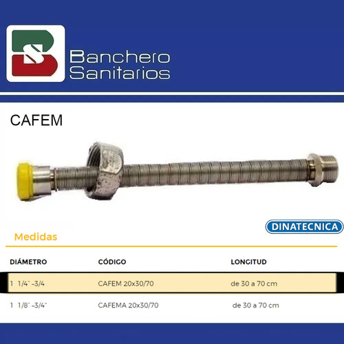 Imagen 5 de 7 de Flexible Gas Dinatecnica Medidor Aprob 3/4m-11/4h 30/70