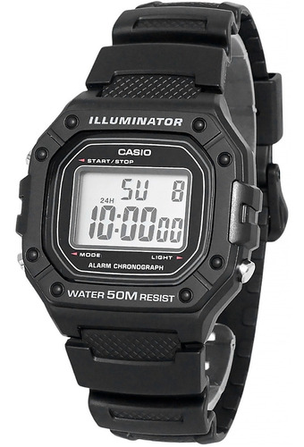 Relógio Casio Masculino Iluminator W-218h 1av Preto Digital