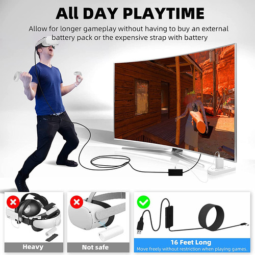 Cabo Vr Link Para Oculus Quest 2/pro, Usb 3.0 Tipo A A C Ca