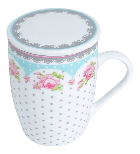 Caneca De Porcelana Com Infusor E Tampa Para Chá 310ml