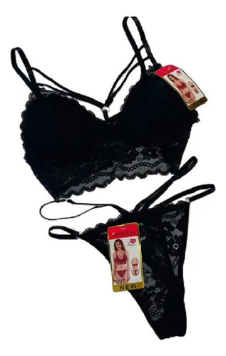 Pack X3 Conjuntos De Bralette Con Tiras Pecho Y Less Ss 2566 Surtido Xl/xxl
