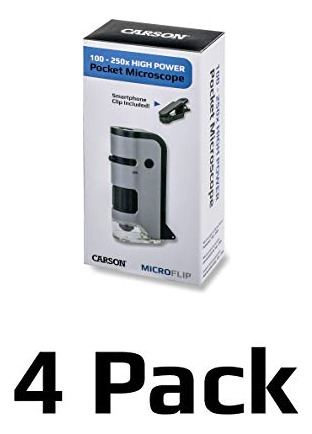 Microscopio De Bolsillo Con Luz Led Carson Microflip 100x-25