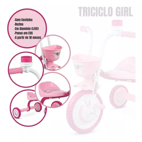 Triciclo Motoca Infantil Meninas You 3 Girl Rosa Nathor