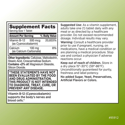 Quality Choice Vitamina B12 500mcg 3 Botellas 100 Tabletas