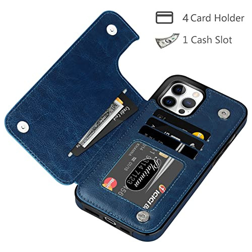 Funda Cartera Para iPhone 12 Pro Max Azul 6.7- Pulgada Suave