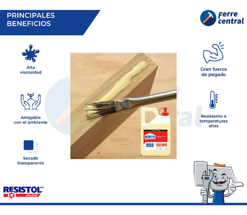 Resistol 950, Pegamento Amarillo Profesional, 1 Kg