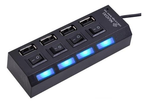 Hub Usb 2.0 De 4 Puertos Tipo Zapatilla Con Cable De 40cm   