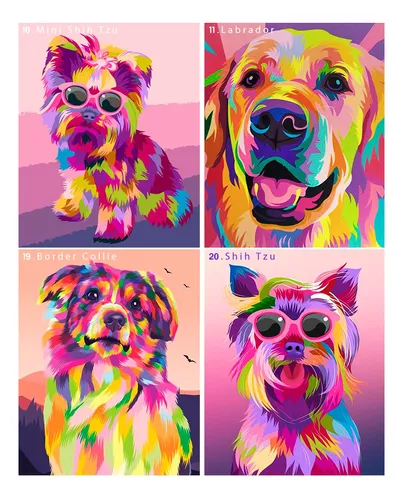 Cuadros para pintar por numeros perros Cuadros y pinturas decorativas de  segunda mano baratos
