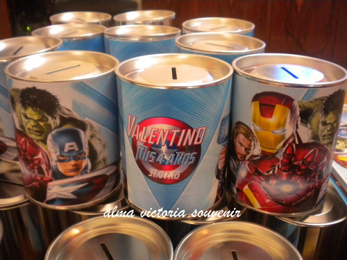 Souvenir Avengers Alcancias De Lata Con Tapa Desmontable
