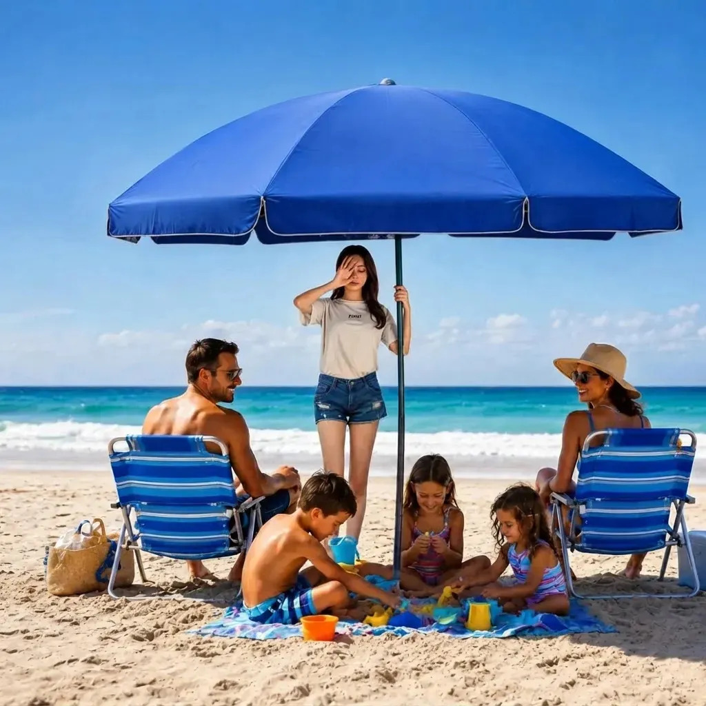 Guarda-sol Gigante 2,40m Praia Família Verão Cor Azul Lisa
