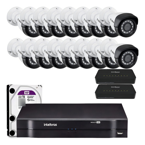 Kit 16 Câmeras Ip Intelbras Nvd 1416 Câmeras Vip 1230 Onvif